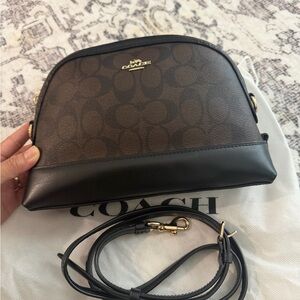 Coach Signature Brown and Black Crossbody Bag